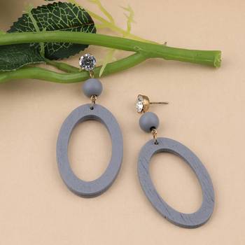 Diamond  Wooden Light Weight Dangle Earrings For Girls And Women. 2
