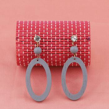 Diamond  Wooden Light Weight Dangle Earrings For Girls And Women. 3