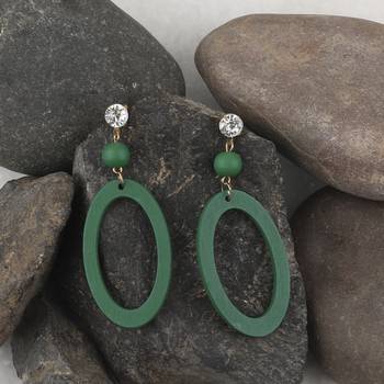 Exclusive  Diamond  Dangler Wooden Earrings For Girls And Women 4
