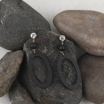 Charm Stylish  Diamond Wooden Earrings Light Weight For Girls And Women. 4