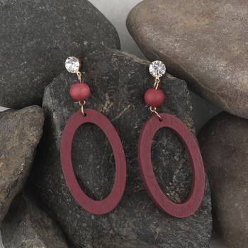 Beautiful Diamond  Wooden Earring For Perfect And Different Look For Women 4