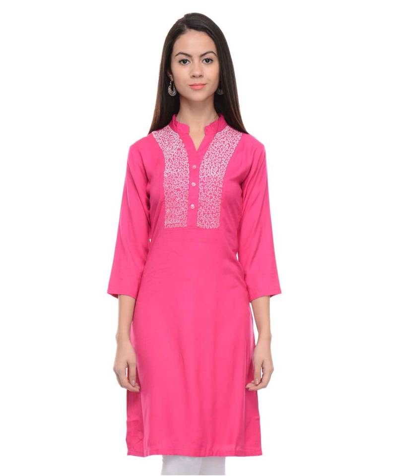 magenta printed rayon kurti