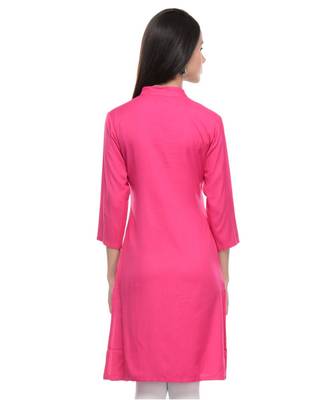 magenta printed rayon kurti 3