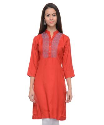 red printed rayon kurti 1