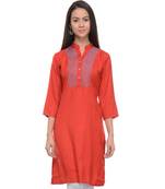 red printed rayon kurti