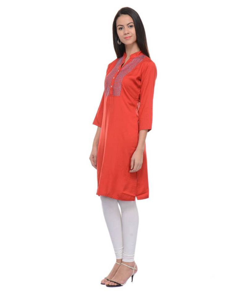 red printed rayon kurti
