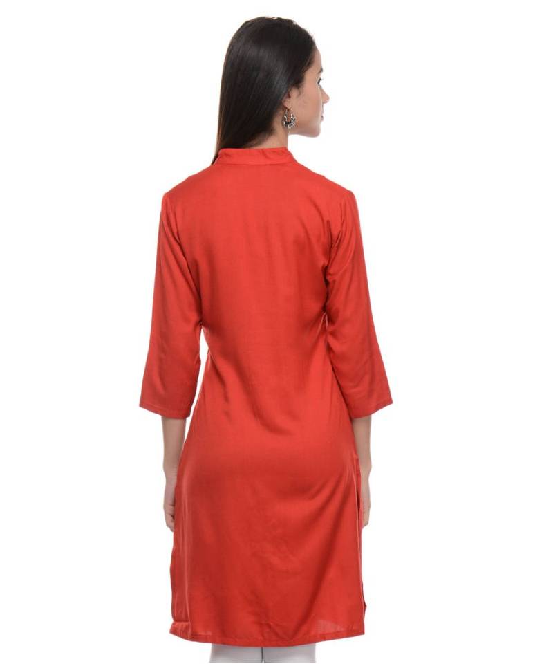 red printed rayon kurti