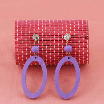 Designer Alegent Diamond Wooden Light Weight Earrings For Girls And Women. 3