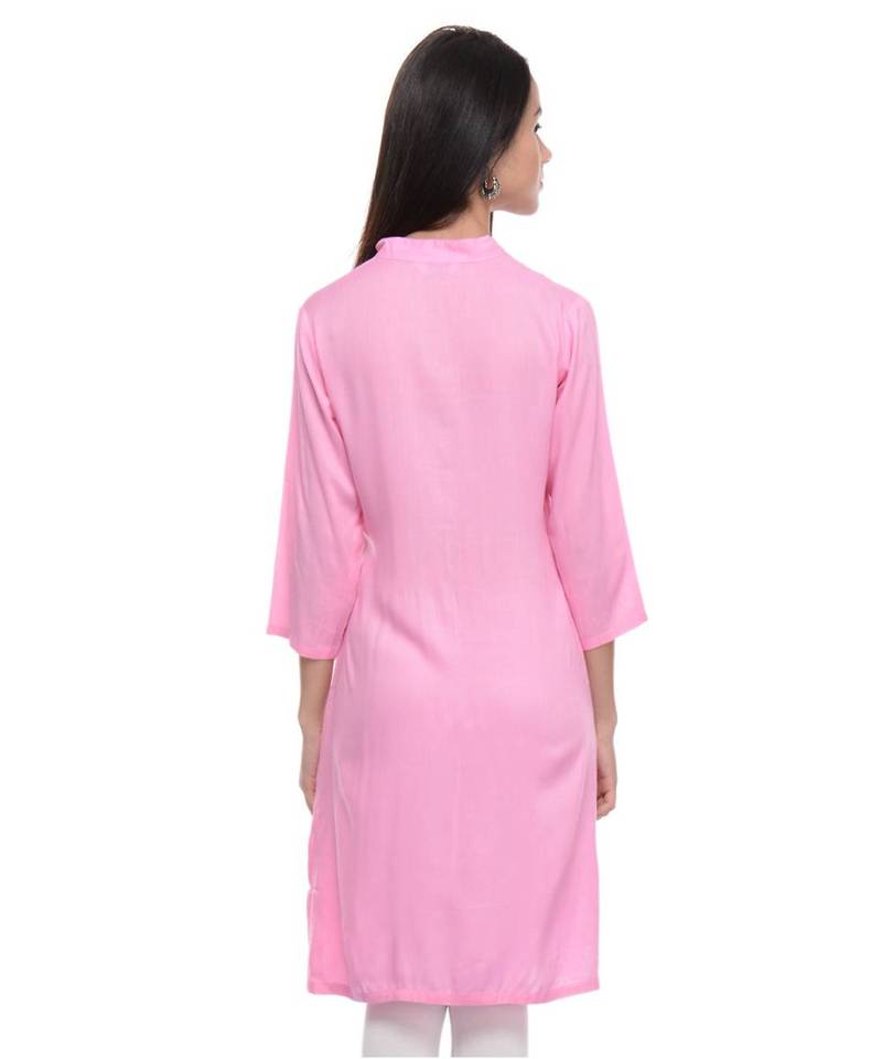pink printed rayon kurti