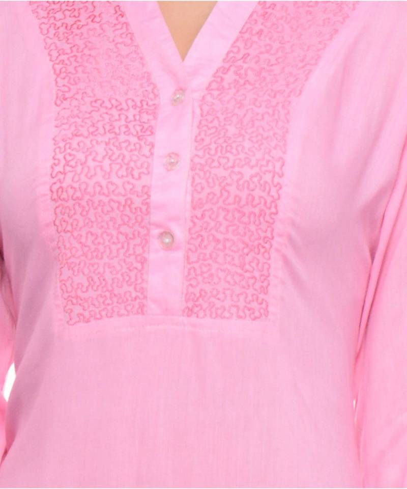 pink printed rayon kurti