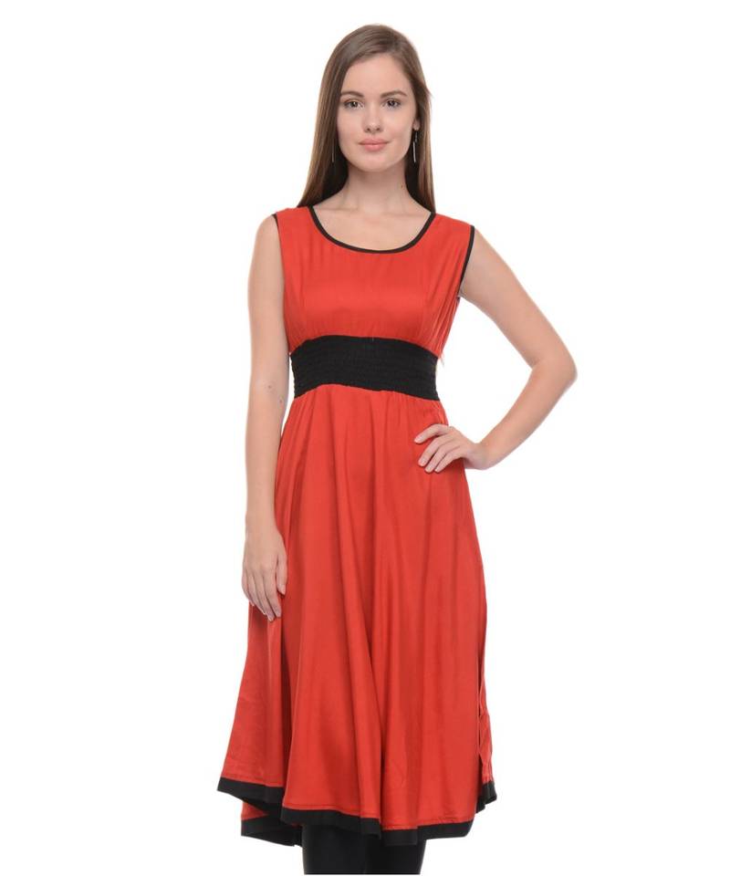 red printed rayon kurti