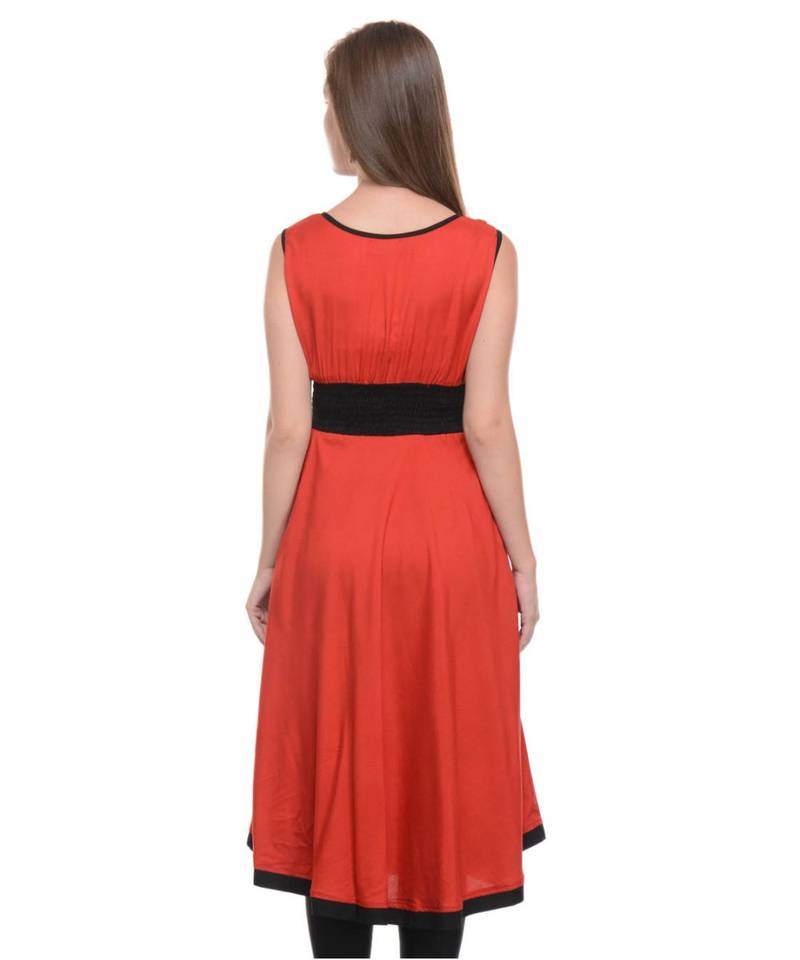 red printed rayon kurti