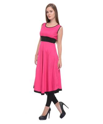 magenta printed rayon kurti 1