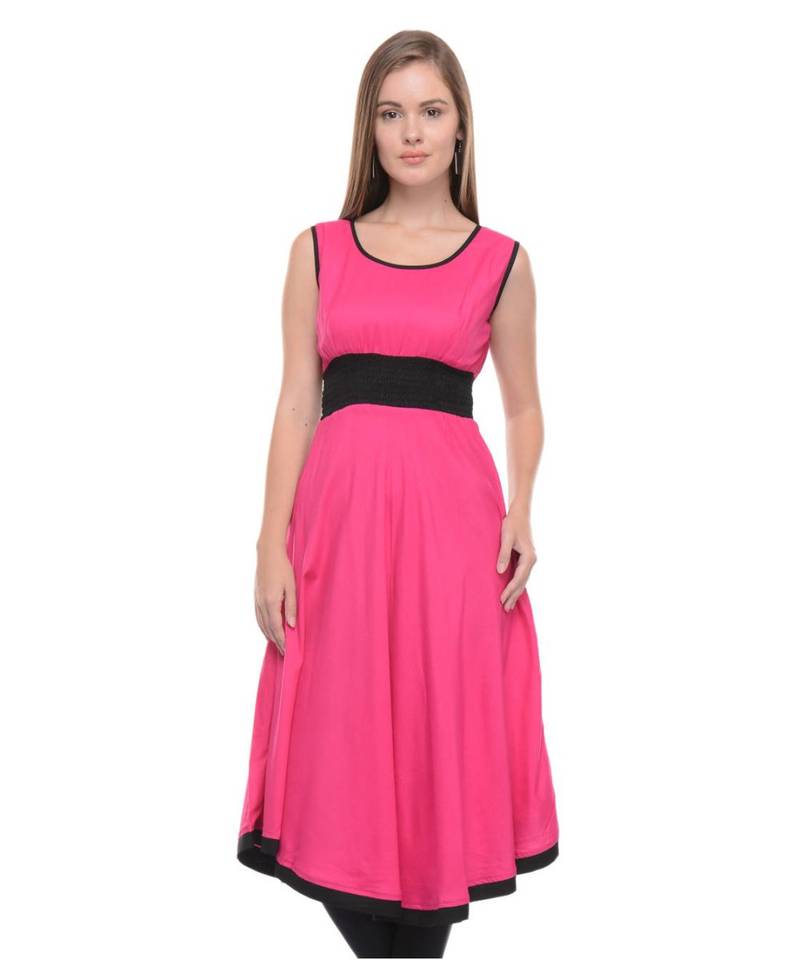 magenta printed rayon kurti