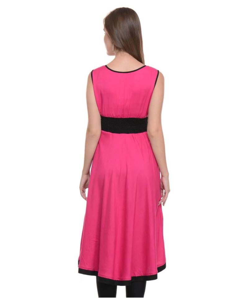 magenta printed rayon kurti