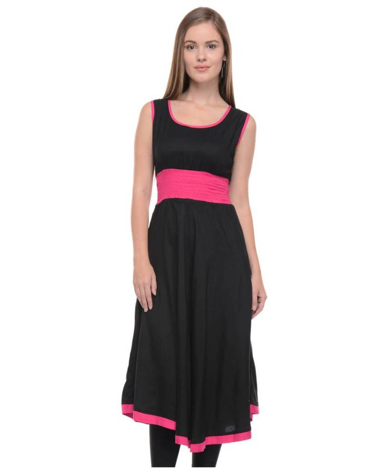 black printed rayon kurti