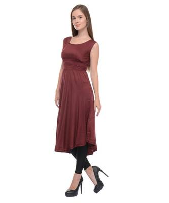 maroon printed rayon kurti 1