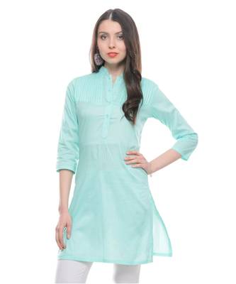 green printed rayon kurti 1