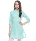green printed rayon kurti