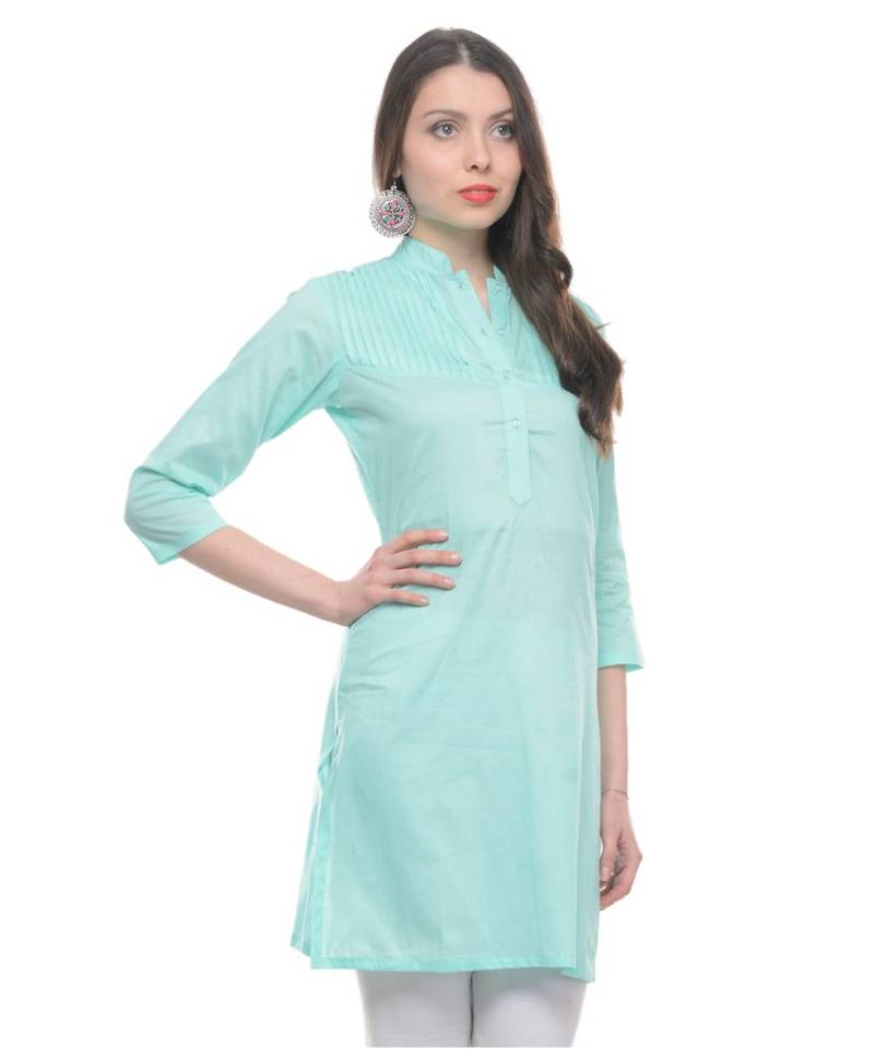 green printed rayon kurti