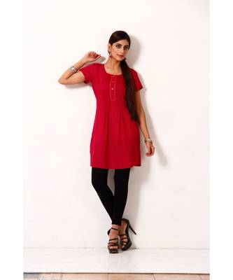 maroon printed rayon kurti 1