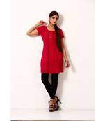 maroon printed rayon kurti