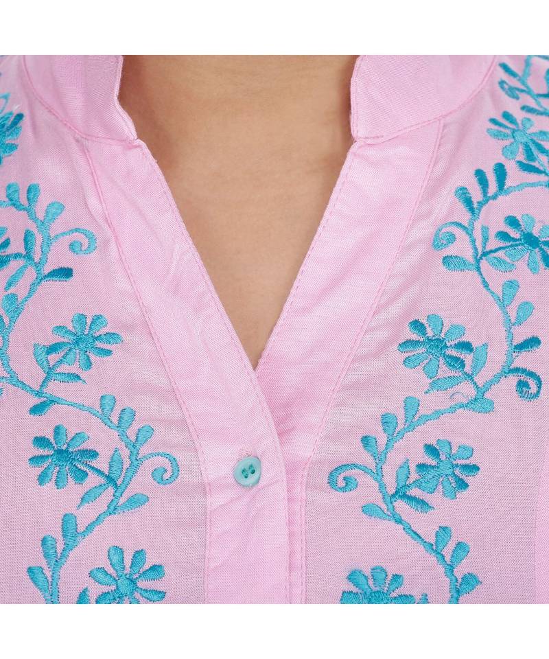 pink printed rayon kurti