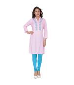 pink printed rayon kurti
