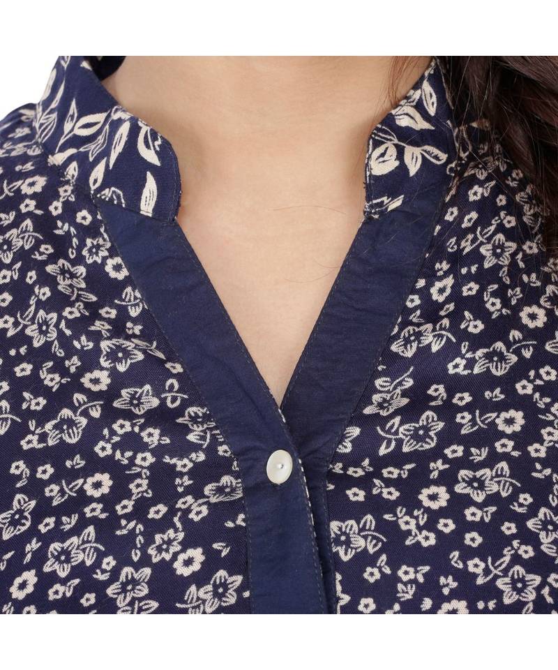blue printed rayon kurti