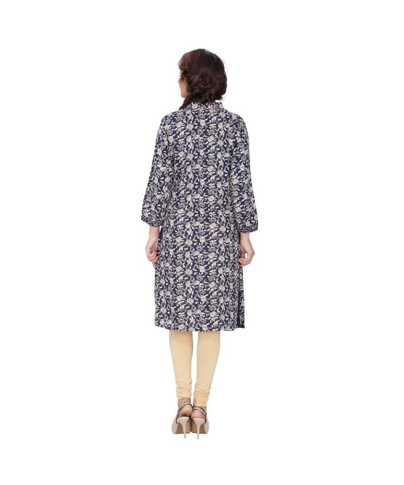 blue printed rayon kurti