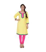 yellow printed rayon kurti