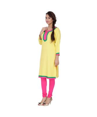 yellow printed rayon kurti 2