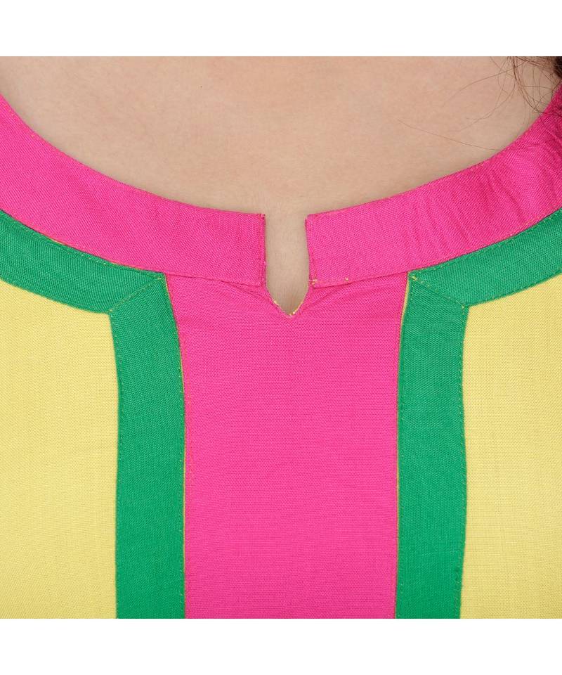 yellow printed rayon kurti