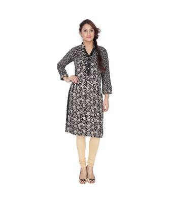 black printed rayon kurti 1