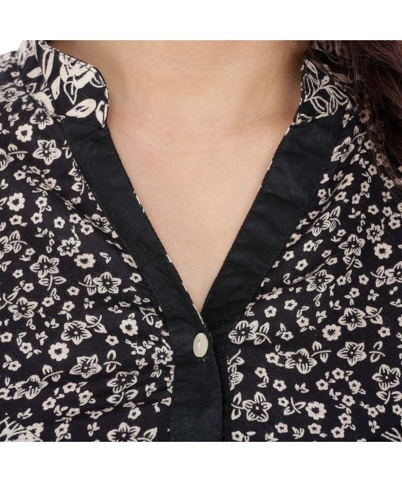 black printed rayon kurti