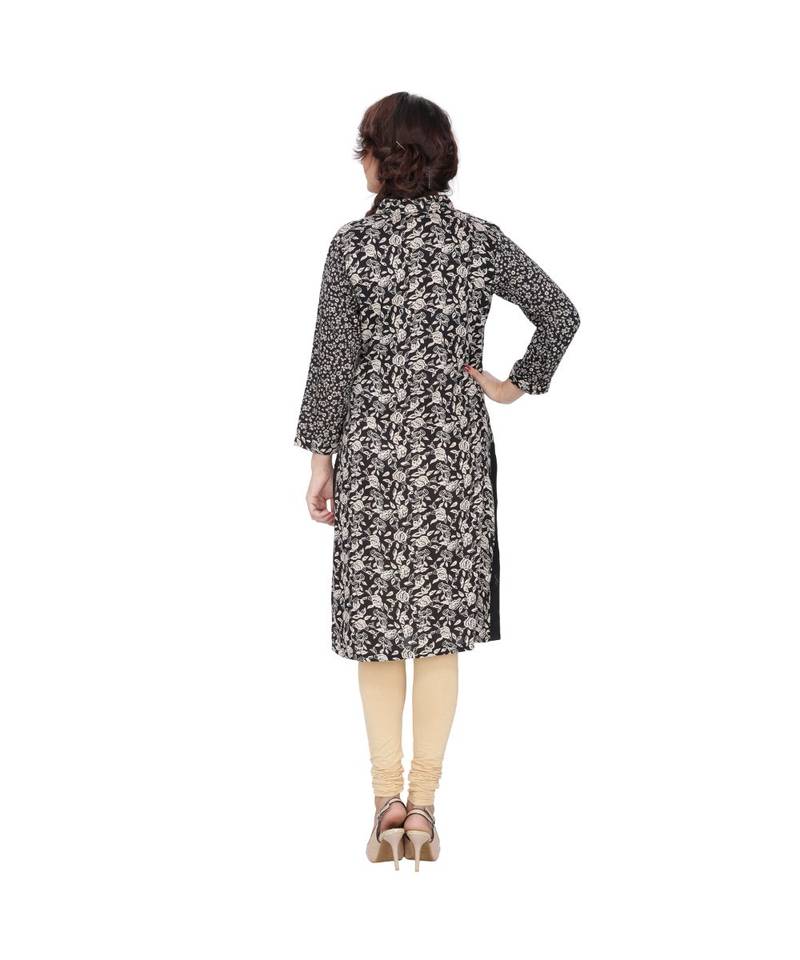 black printed rayon kurti