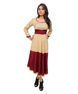 beige printed rayon kurti 1