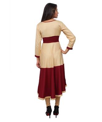 beige printed rayon kurti 4
