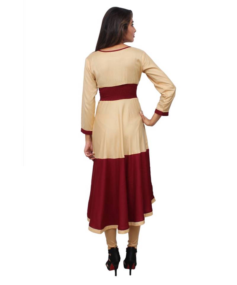 beige printed rayon kurti