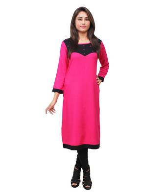 magenta printed rayon kurti 1