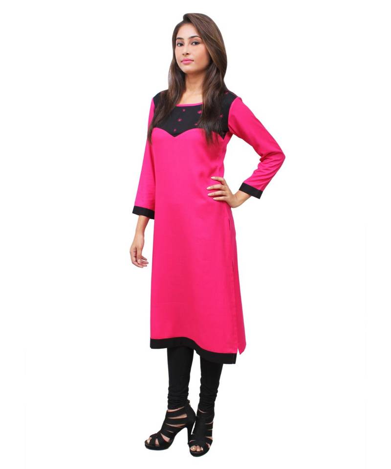 magenta printed rayon kurti
