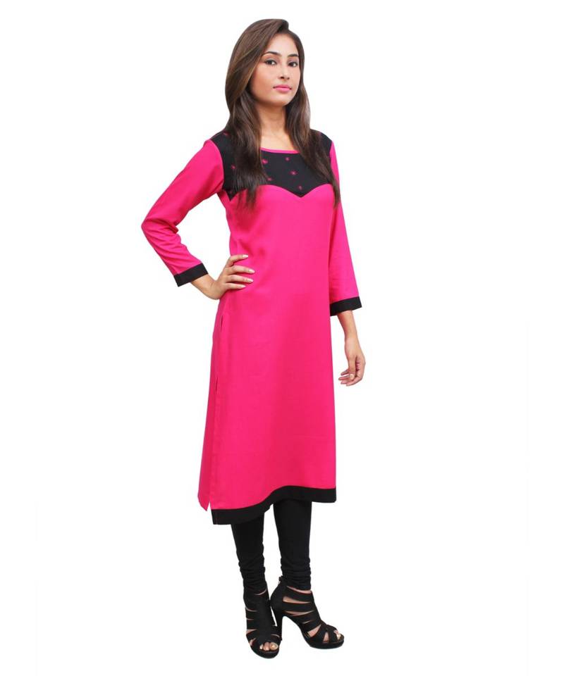 magenta printed rayon kurti