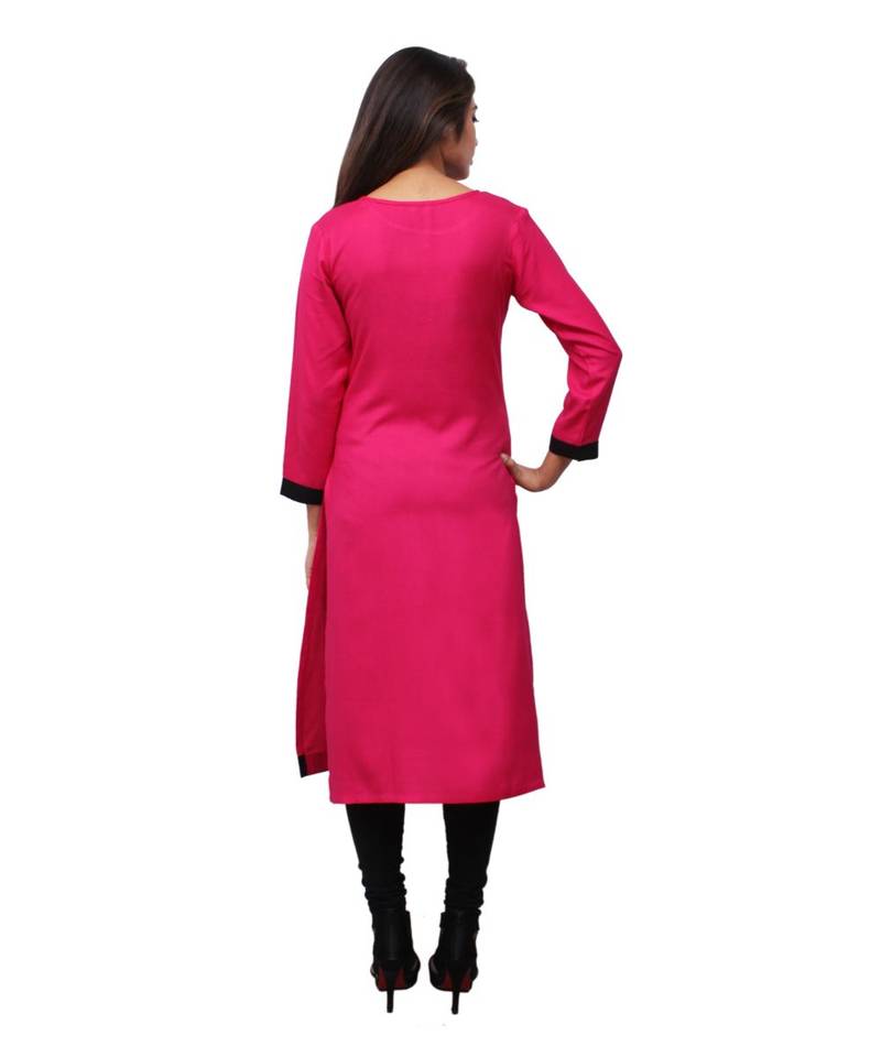 magenta printed rayon kurti