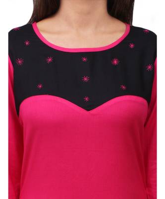 magenta printed rayon kurti 5