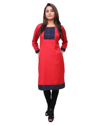 red printed rayon kurti 1
