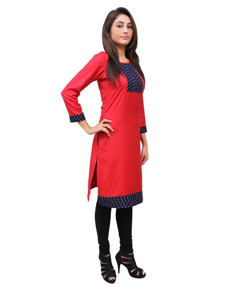 red printed rayon kurti