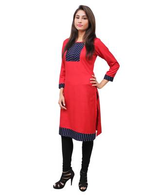 red printed rayon kurti 3