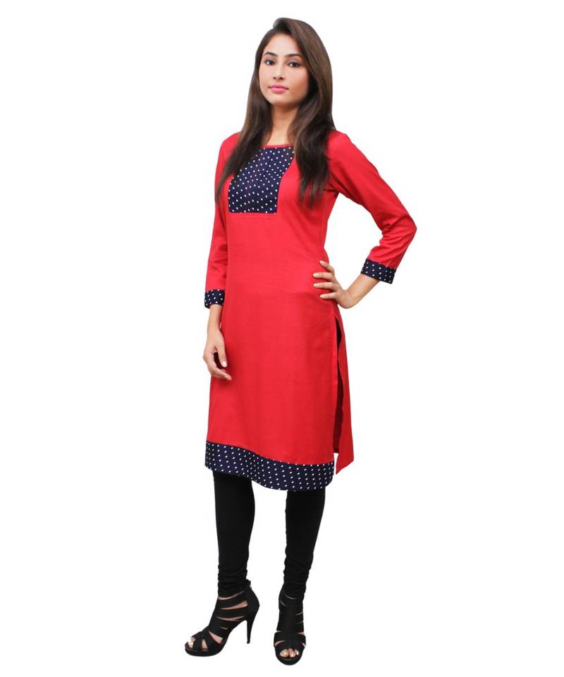 red printed rayon kurti