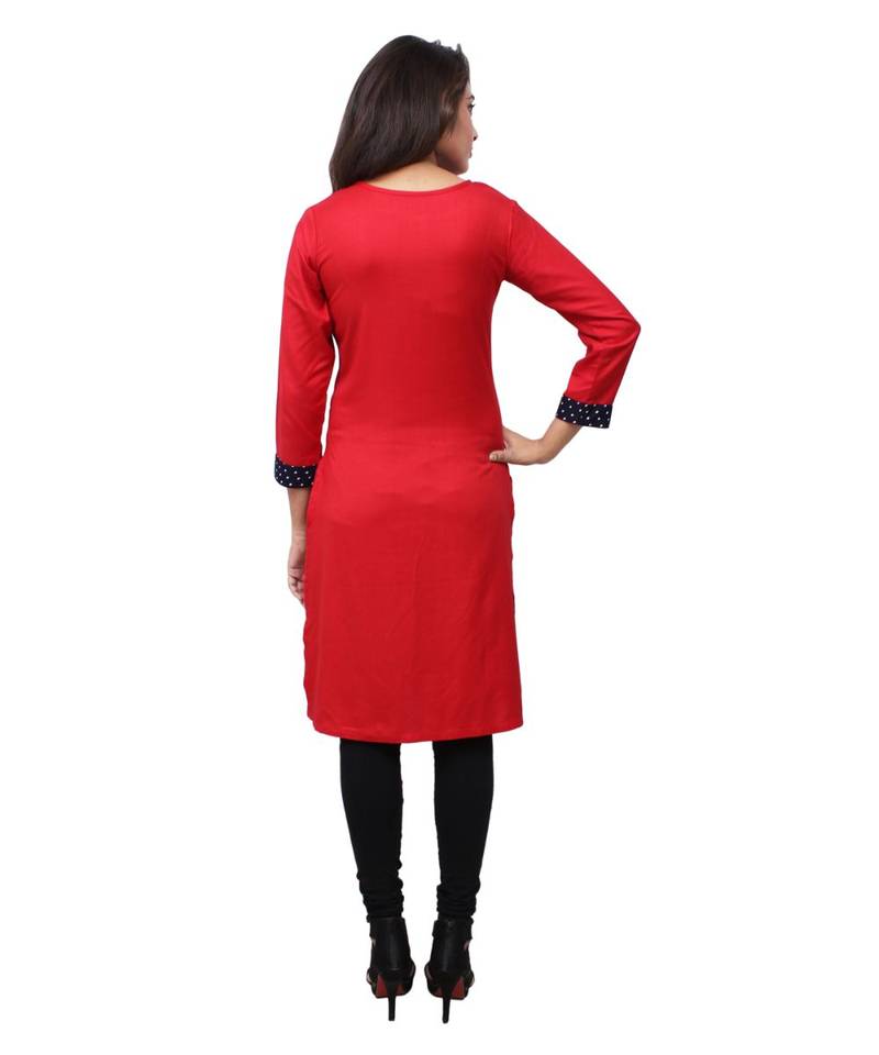 red printed rayon kurti