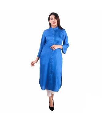 blue printed rayon kurti 1